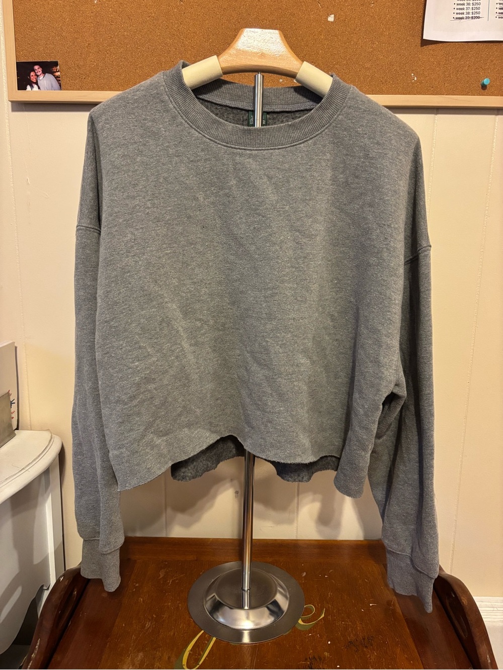 wild fable Gray Cropped Crewneck Sweatshirt